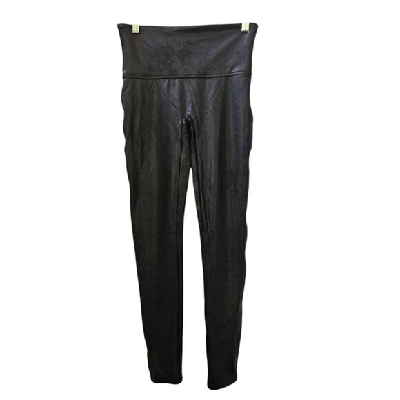 Spanx Leggings Womens L Faux Leather Mid Rise Soft Stretch Skinny Ankle‎ Comfort - Picture 1 of 11
